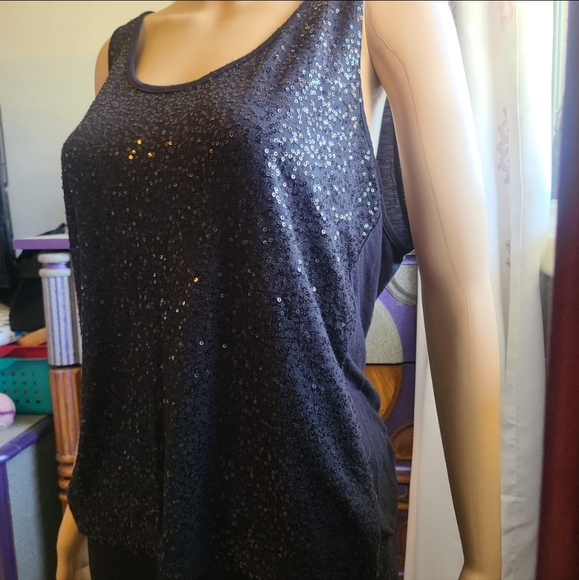 Black sequin tank top - Picture 1 of 4